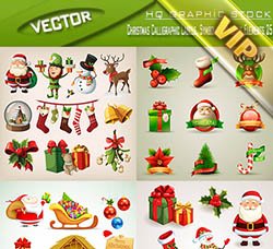 圣诞节素材：Christmas Calligraphic Labels Symbols and Icons Elemen